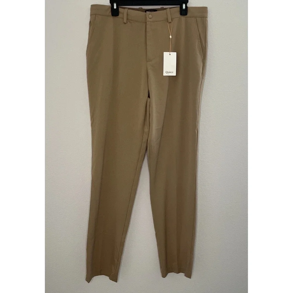 Quince Ultra-Stretch 24/7 Smart Chino Pant Men 36X34 Khaki Career Athleisure New